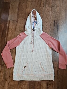Cream & Dusty Rose Hooded Women’s Sweatshirt